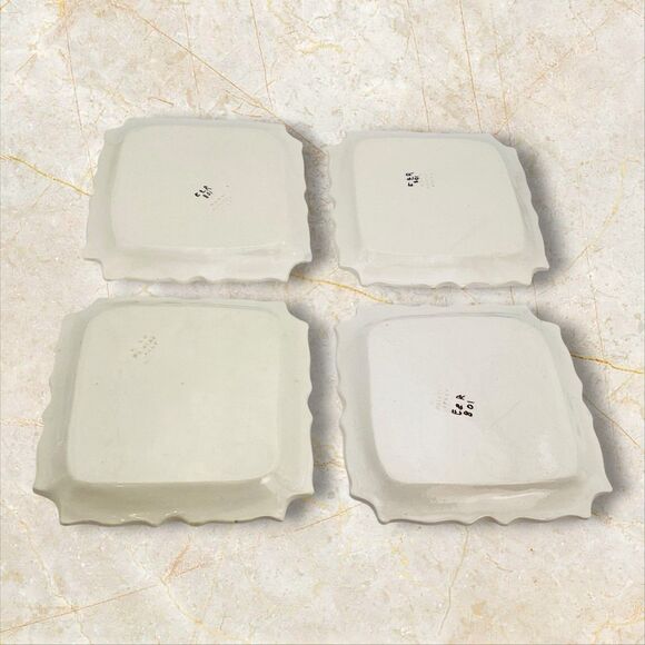 Italian Hand Painted 7in Fruit Designs Salad Plates Dip Bowls Set 4 Vintage - Picture 2 of 11